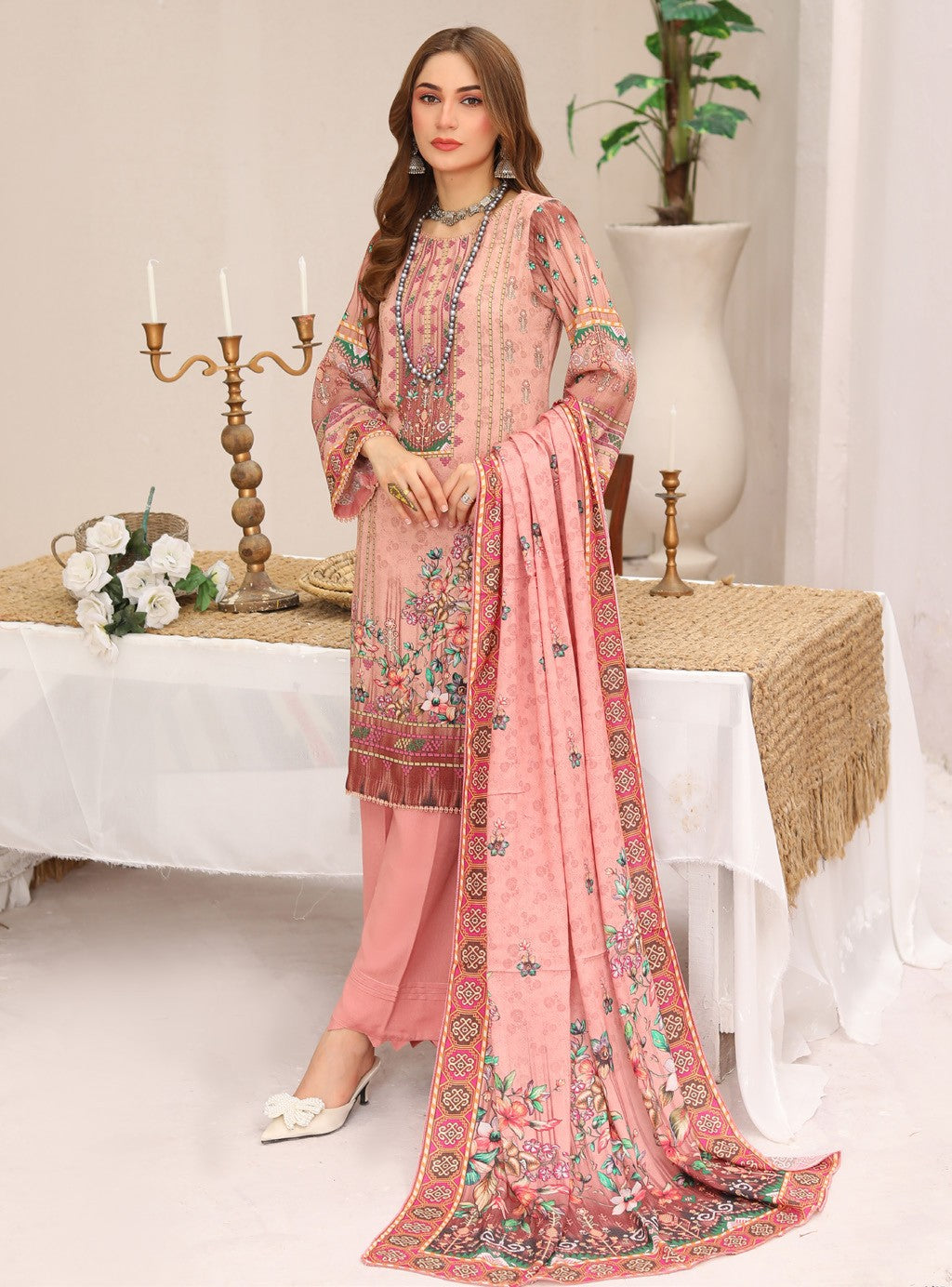 MTF - TIME TO SHINE UNSTICHED 3 PC DIGITAL PRINTED KARANDI SUIT - MTS 06