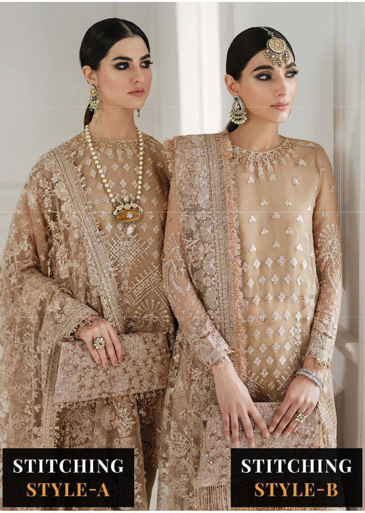 Baroque Embroidered Net Suits Unstitched 3 Piece - D04 - Luxury Festive Tale