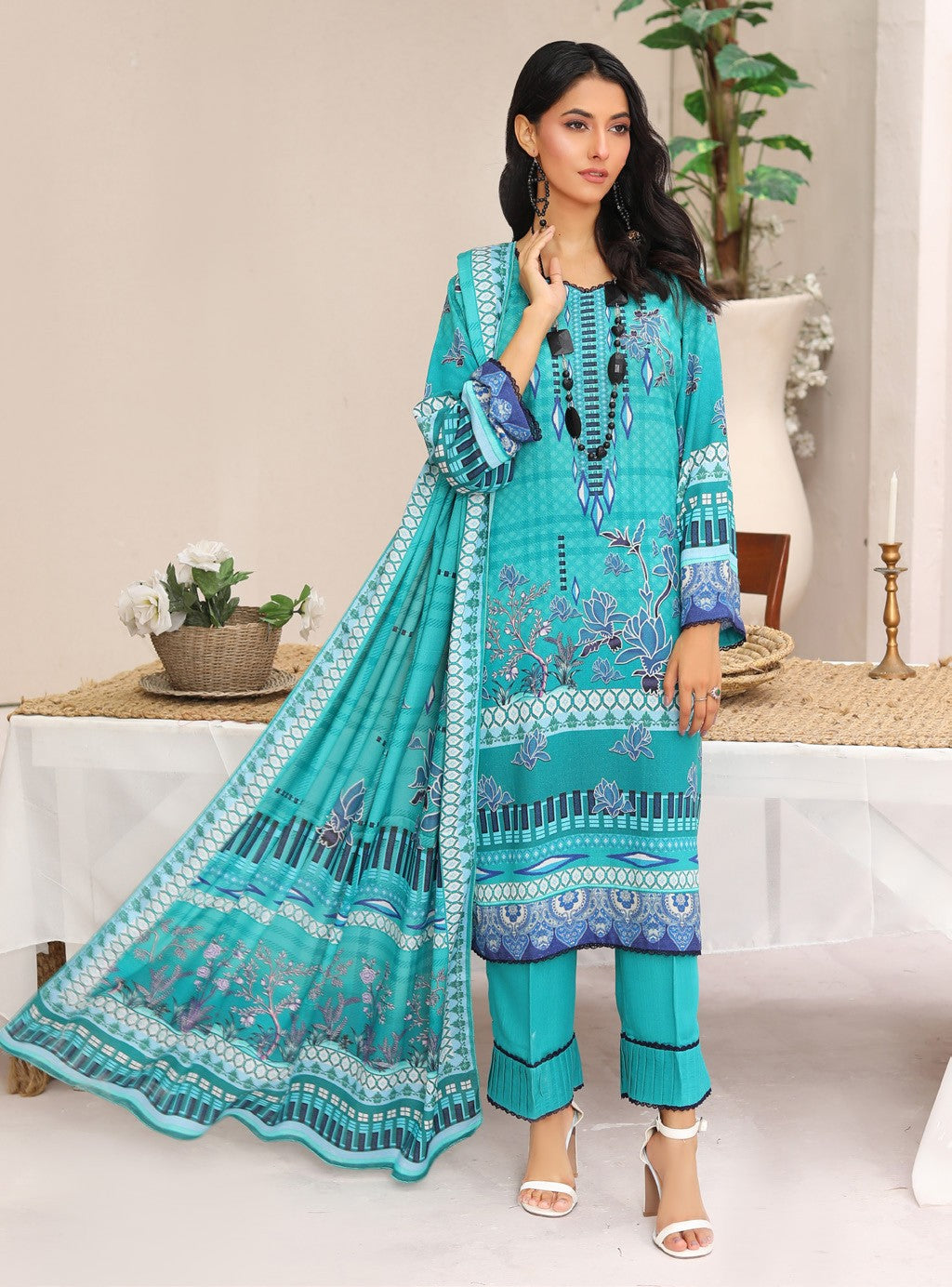 MTF - TIME TO SHINE UNSTICHED 3 PC DIGITAL PRINTED KARANDI SUIT - MTS 10