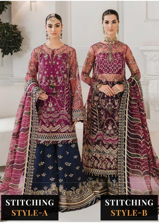 Baroque Embroidered Net Suits Unstitched 3 Piece - D03 - Luxury Festive Tale