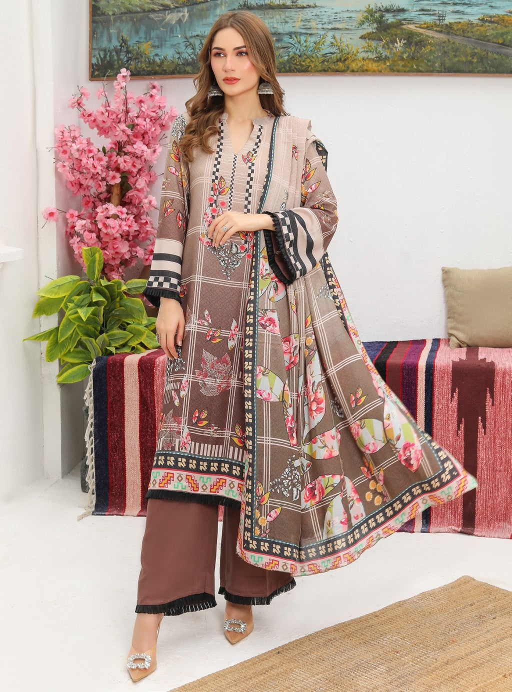 MTF - TIME TO SHINE UNSTICHED 3 PC DIGITAL PRINTED KARANDI SUIT - MTS 02