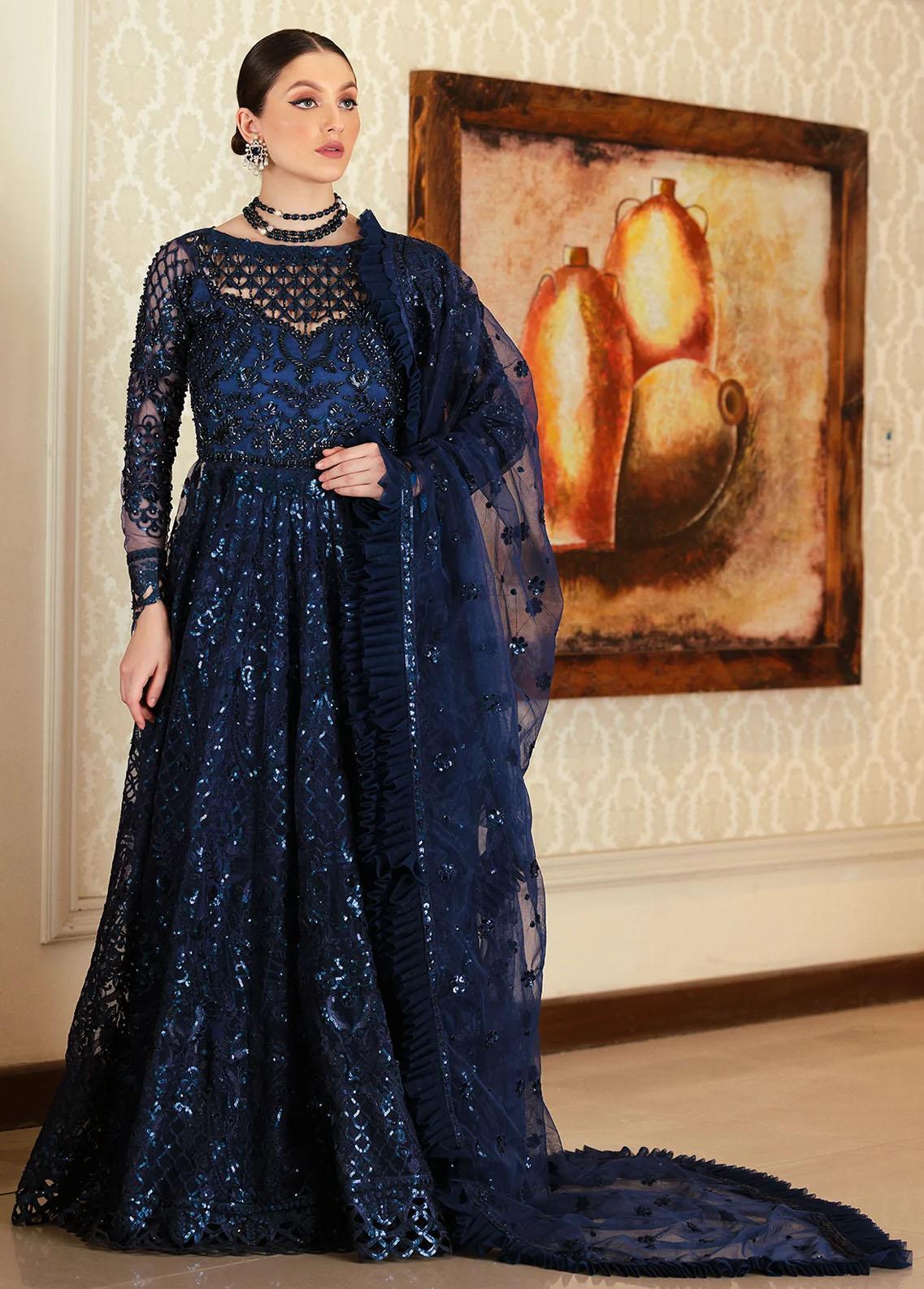 Mahermah By Emaan Adeel Embroidered Net Suits Unstitched 3 Piece MB-304 - Luxury Collection