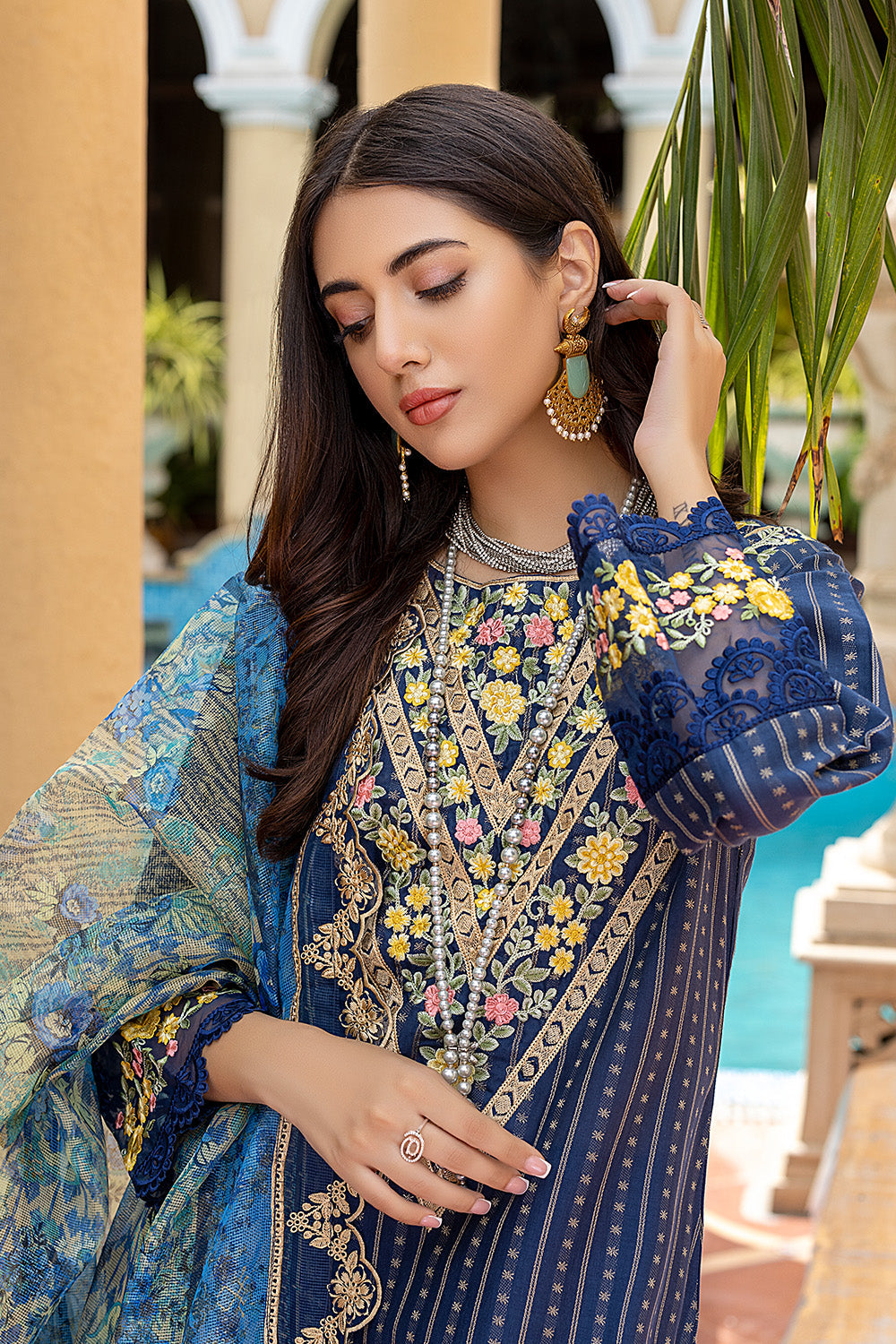 Aquatic - Azure Lawn Embroidered Unstitched 3 Pcs