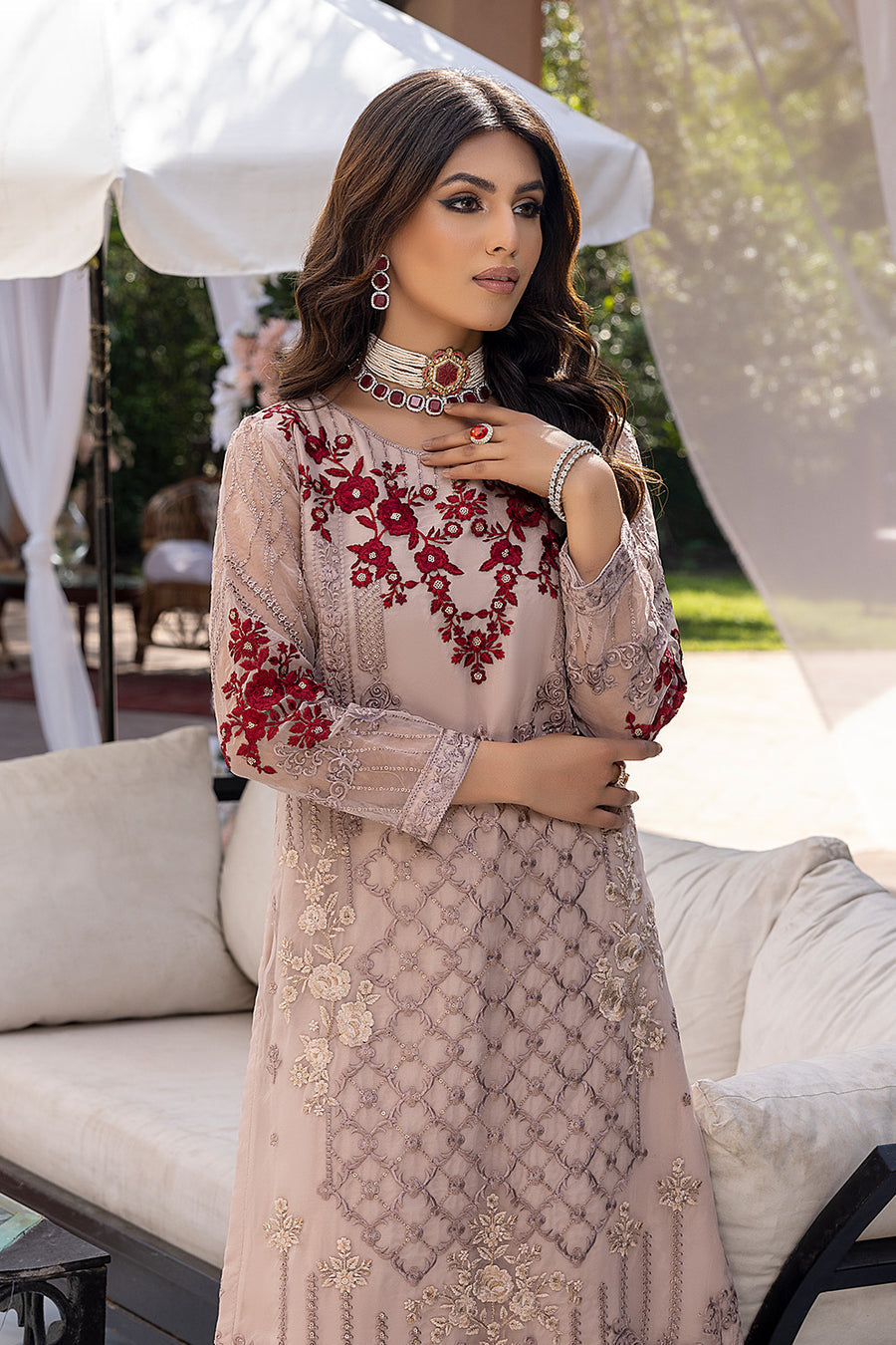 Azure Embroidered Luxury Formals Festive Eid Collection - Sandy Flora