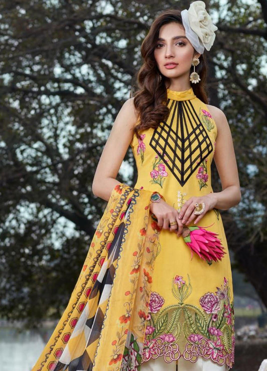 Asifa & Nabeel Embroidered Lawn Unstitched 3 Piece Suit AN20L Spring Blossom 22-B - Spring / Summer Collection