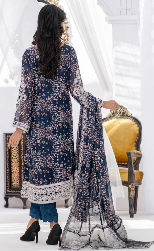 Umer Aayan - Gul Luxury Printed Embroidered Chiffon - 03