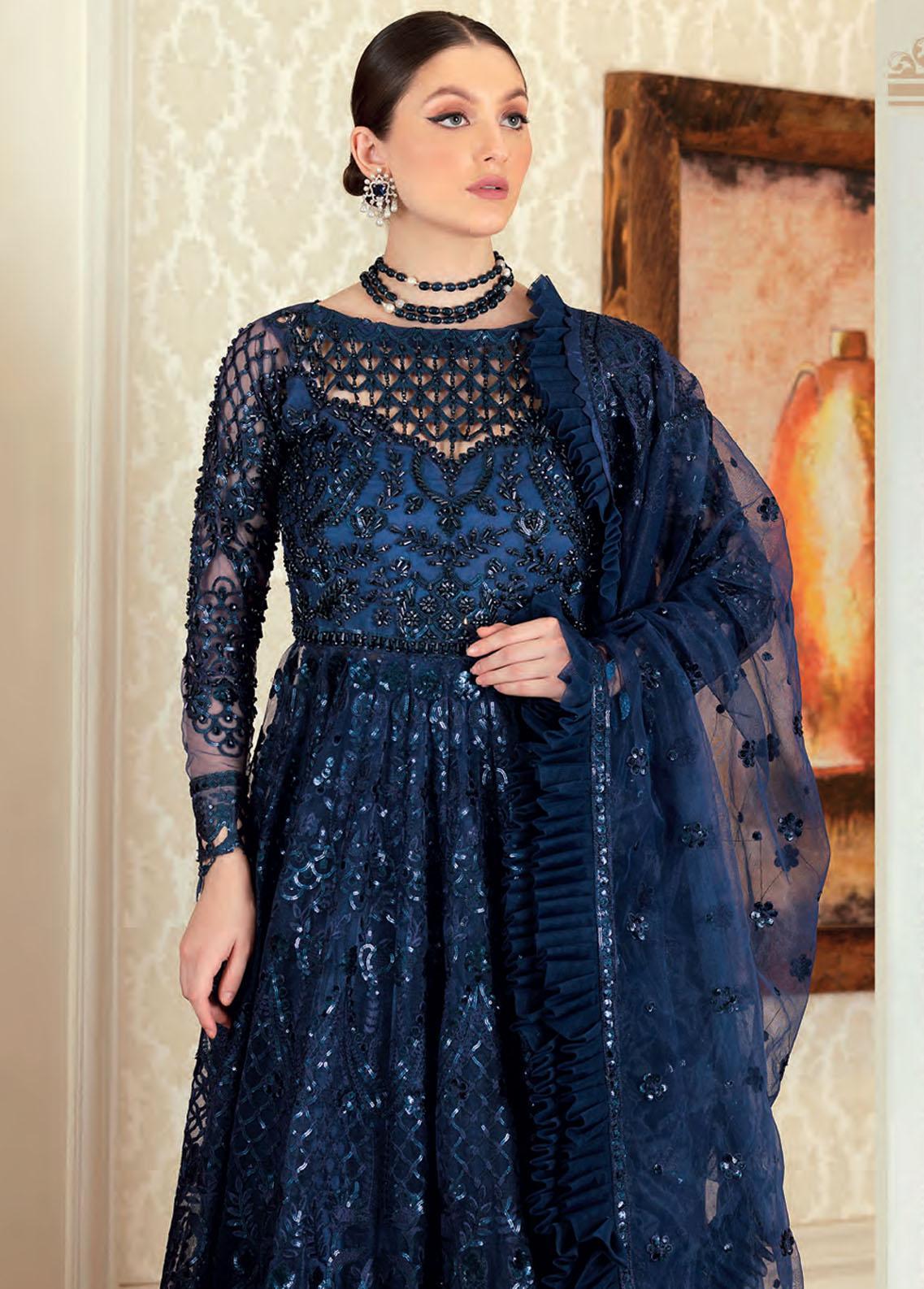Mahermah By Emaan Adeel Embroidered Net Suits Unstitched 3 Piece MB-304 - Luxury Collection