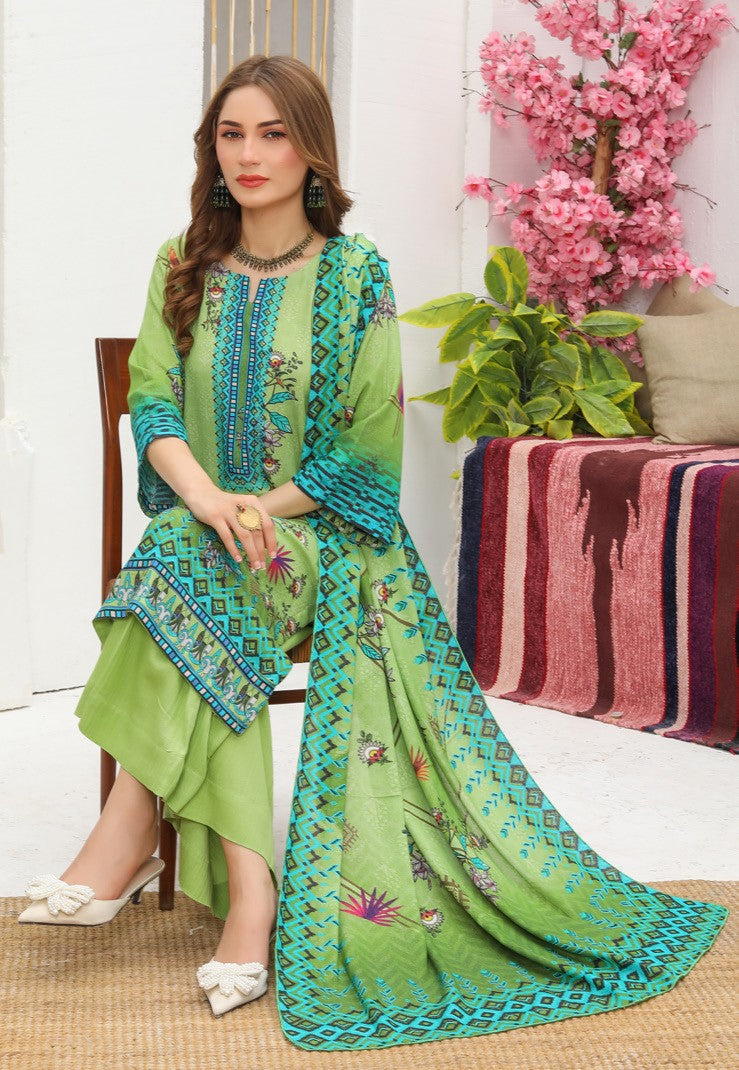 MTF - TIME TO SHINE UNSTICHED 3 PC DIGITAL PRINTED KARANDI SUIT - MTS 03