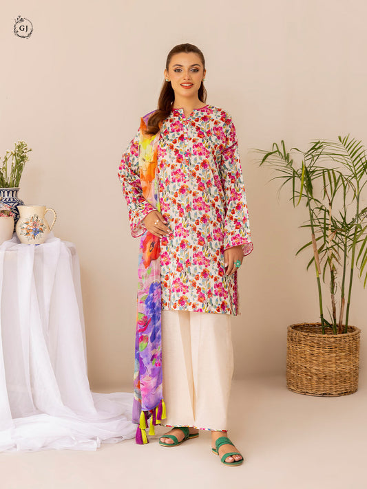 GJZA002  -  Zaya | 03 Pcs Unstitched Lawn Edit '24