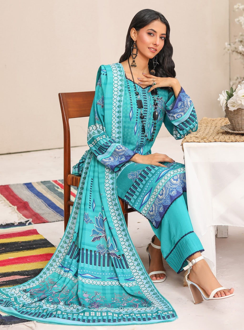 MTF - TIME TO SHINE UNSTICHED 3 PC DIGITAL PRINTED KARANDI SUIT - MTS 10