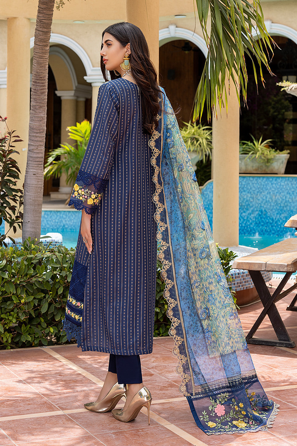 Aquatic - Azure Lawn Embroidered Unstitched 3 Pcs