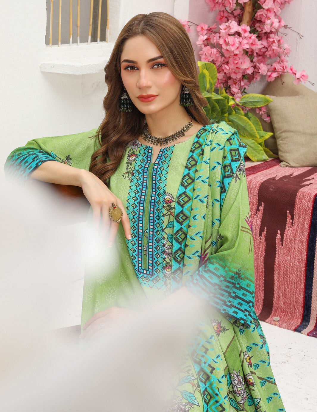 MTF - TIME TO SHINE UNSTICHED 3 PC DIGITAL PRINTED KARANDI SUIT - MTS 03