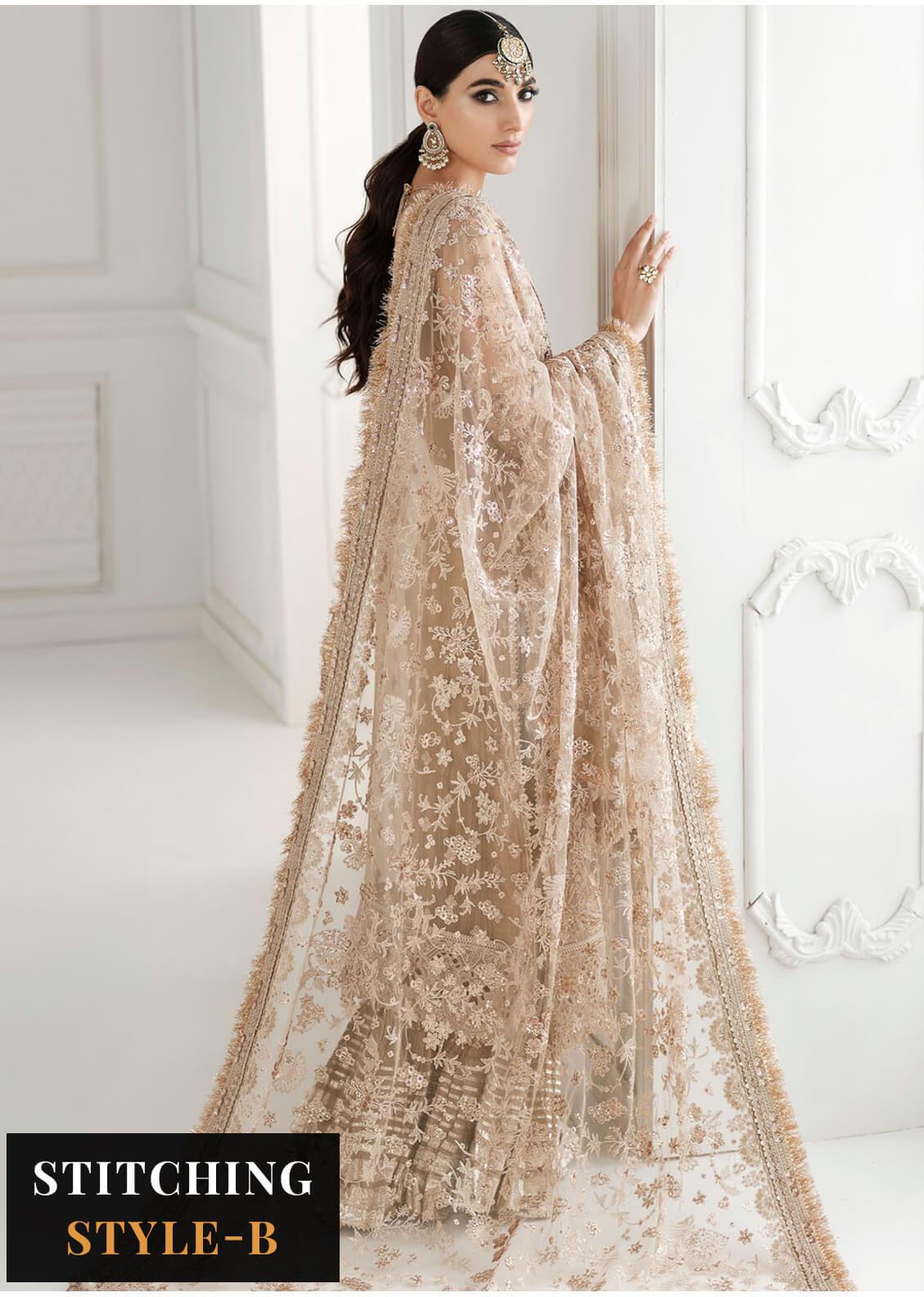 Baroque Embroidered Net Suits Unstitched 3 Piece - D04 - Luxury Festive Tale