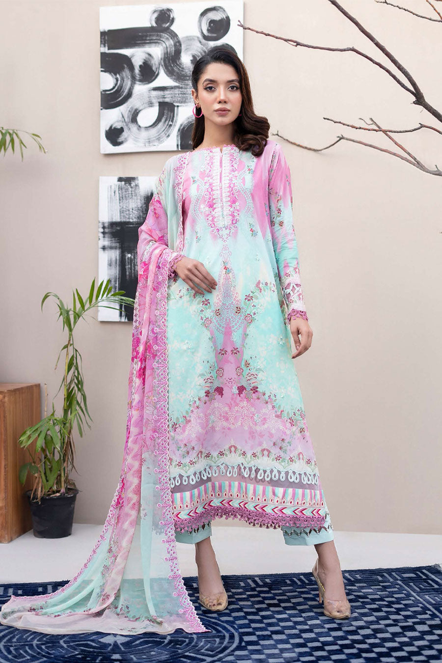 GJMA005 - Morja - Digital Printed Embroidered 03 Pcs