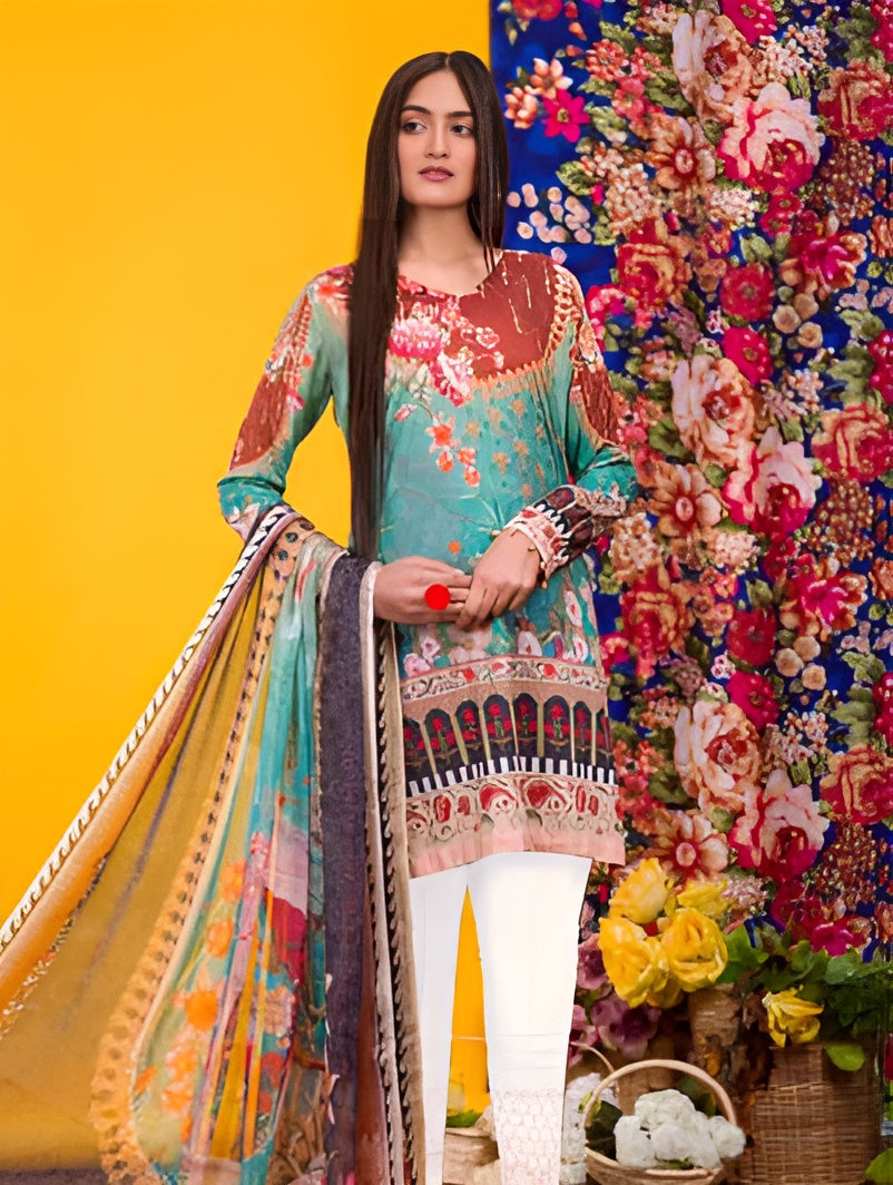 Coral by Zebaish Embroidered Lawn - D#03