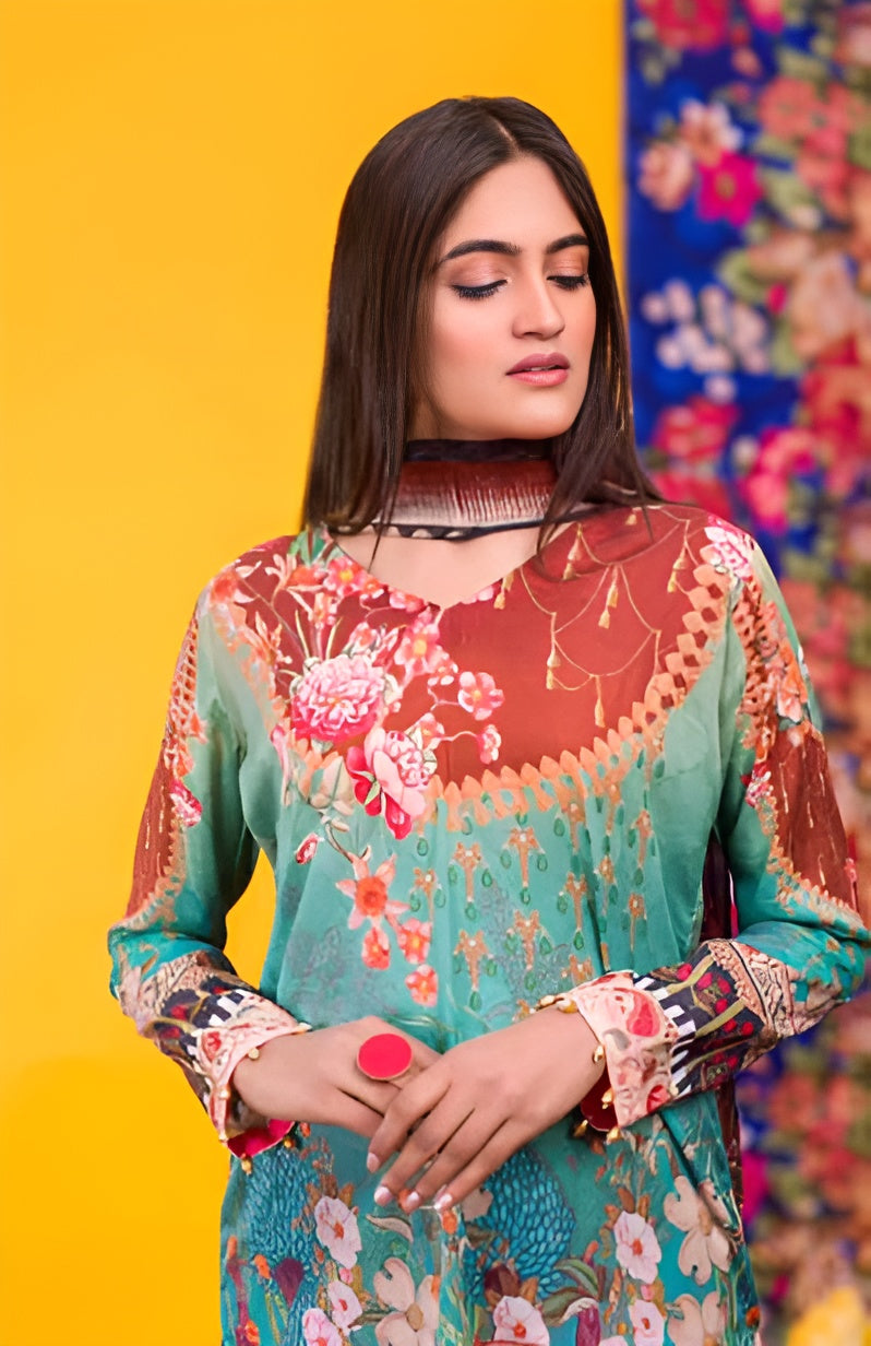 Coral by Zebaish Embroidered Lawn - D#03