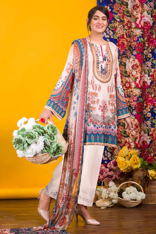 Coral by Zebaish Embroidered Lawn - D#01