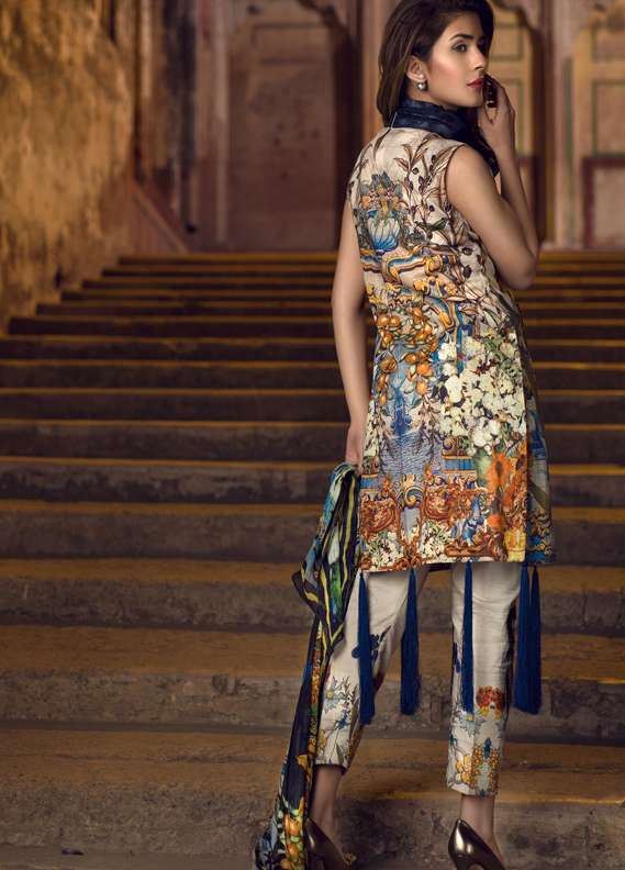 Asifa & Nabeel Embroidered Lawn Unstitched 3 Piece Suit AN18L 06 SINGING FIELDS - Spring / Summer Collection