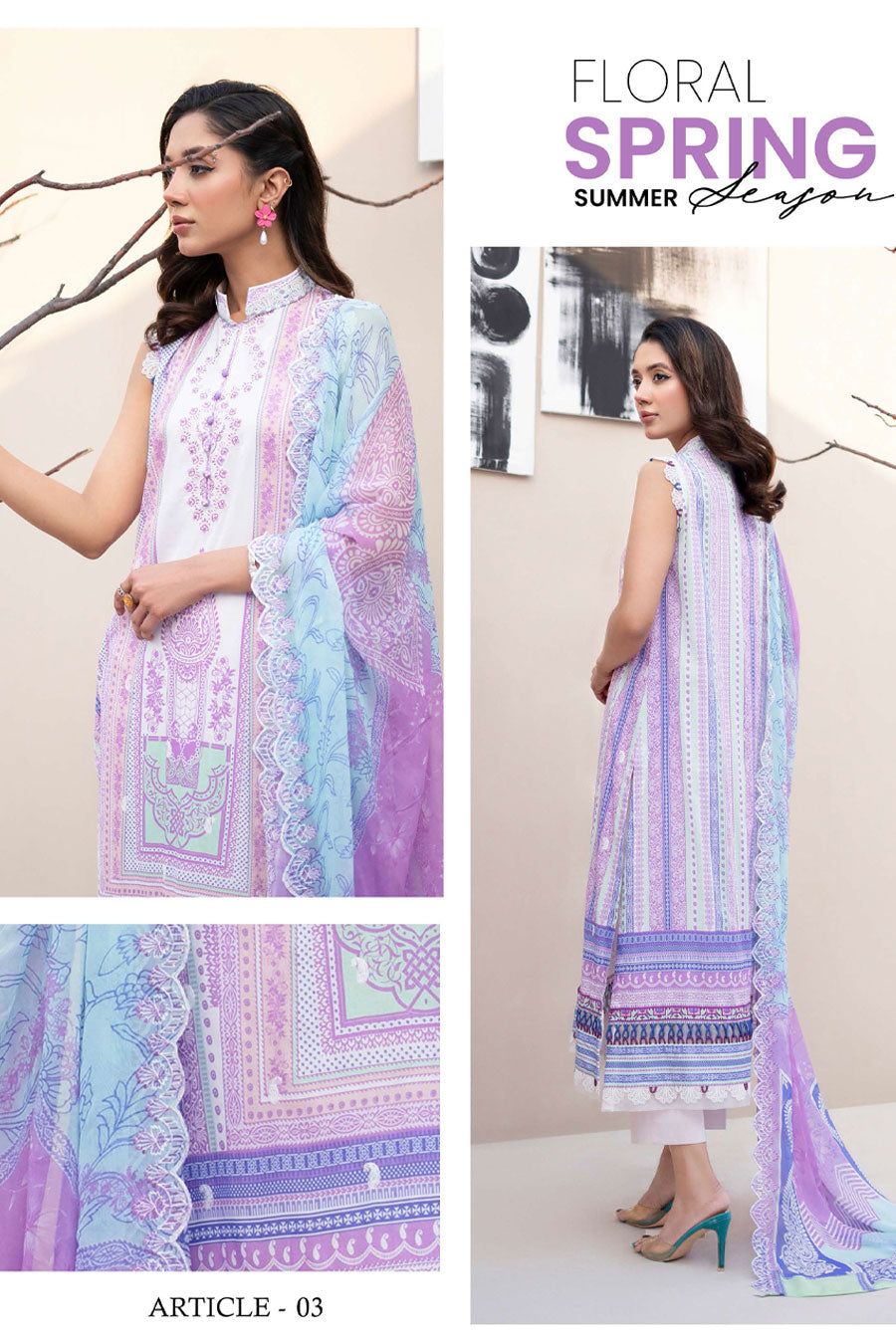 GJMA010 - Morja - Digital Printed Embroidered 03 Pcs