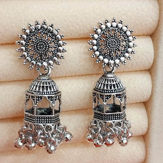 Oxidised Jhumka Earrings - 02