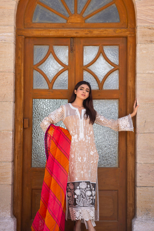 VERMILLION - Embroidered Cotton Unstitched 3 pc suit