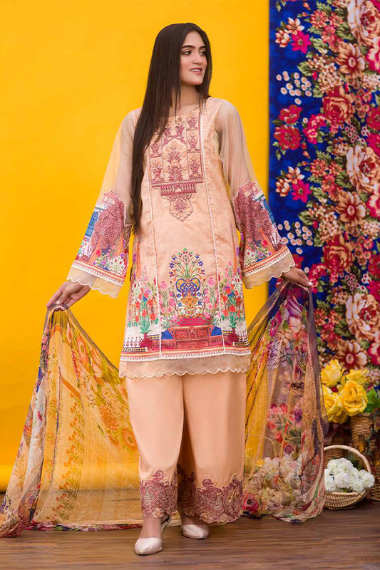 Coral by Zebaish Embroidered Lawn - D#02