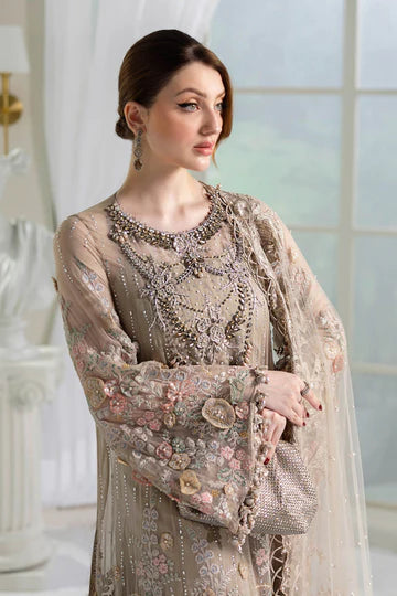 3 Piece Unstitched Embroidered Chiffon Suit | D7