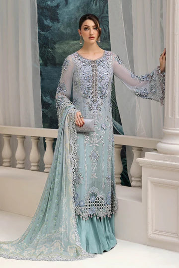 3 Piece Unstitched Embroidered Chiffon Suit | D8
