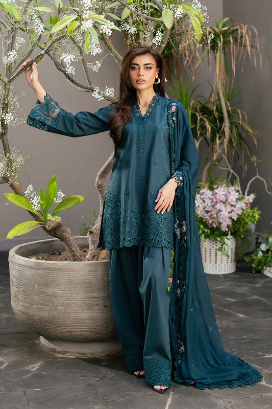 Enchanted Pine - Azure Embroiderd Lawn 3 pc Suit