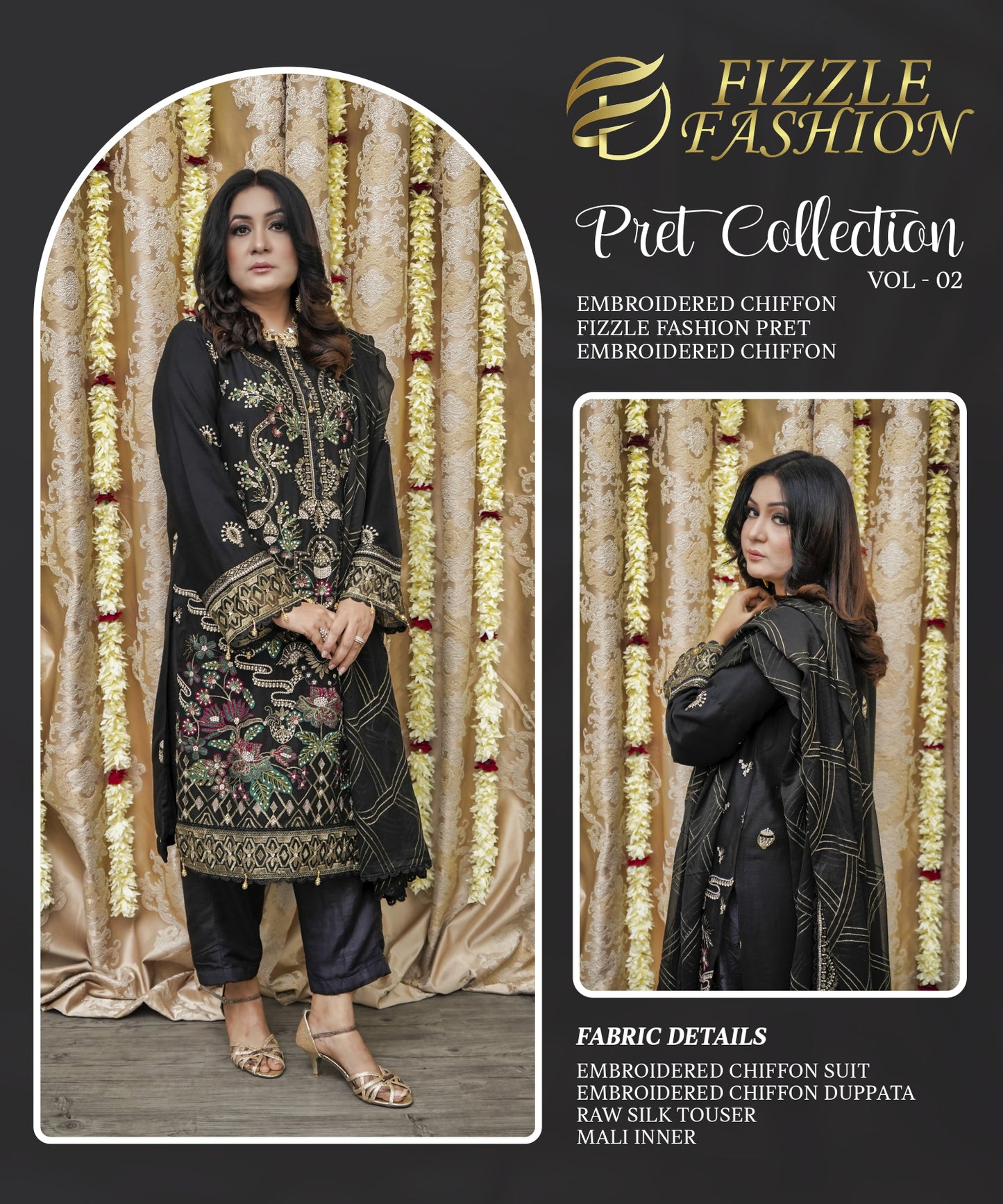 FIZZLE FASHION Sitched Embroidered Chiffon collection D#1 vol2 - 23