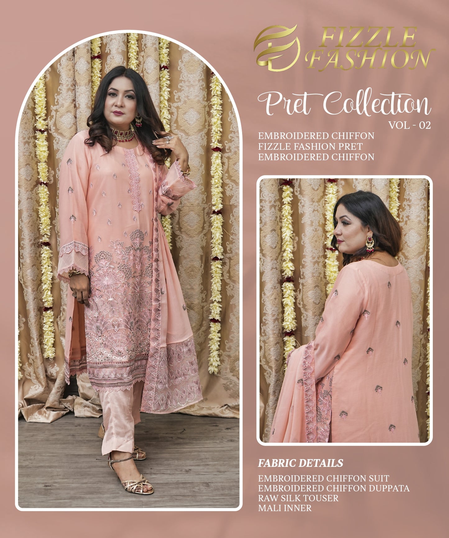 FIZZLE FASHION Sitched Embroidered Chiffon collection D#5 vol2 - 23