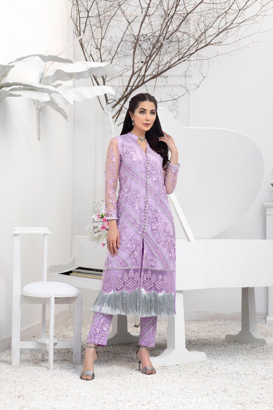 Azure - Luxury Formals Embroidered Kurti - Lavender Vibes