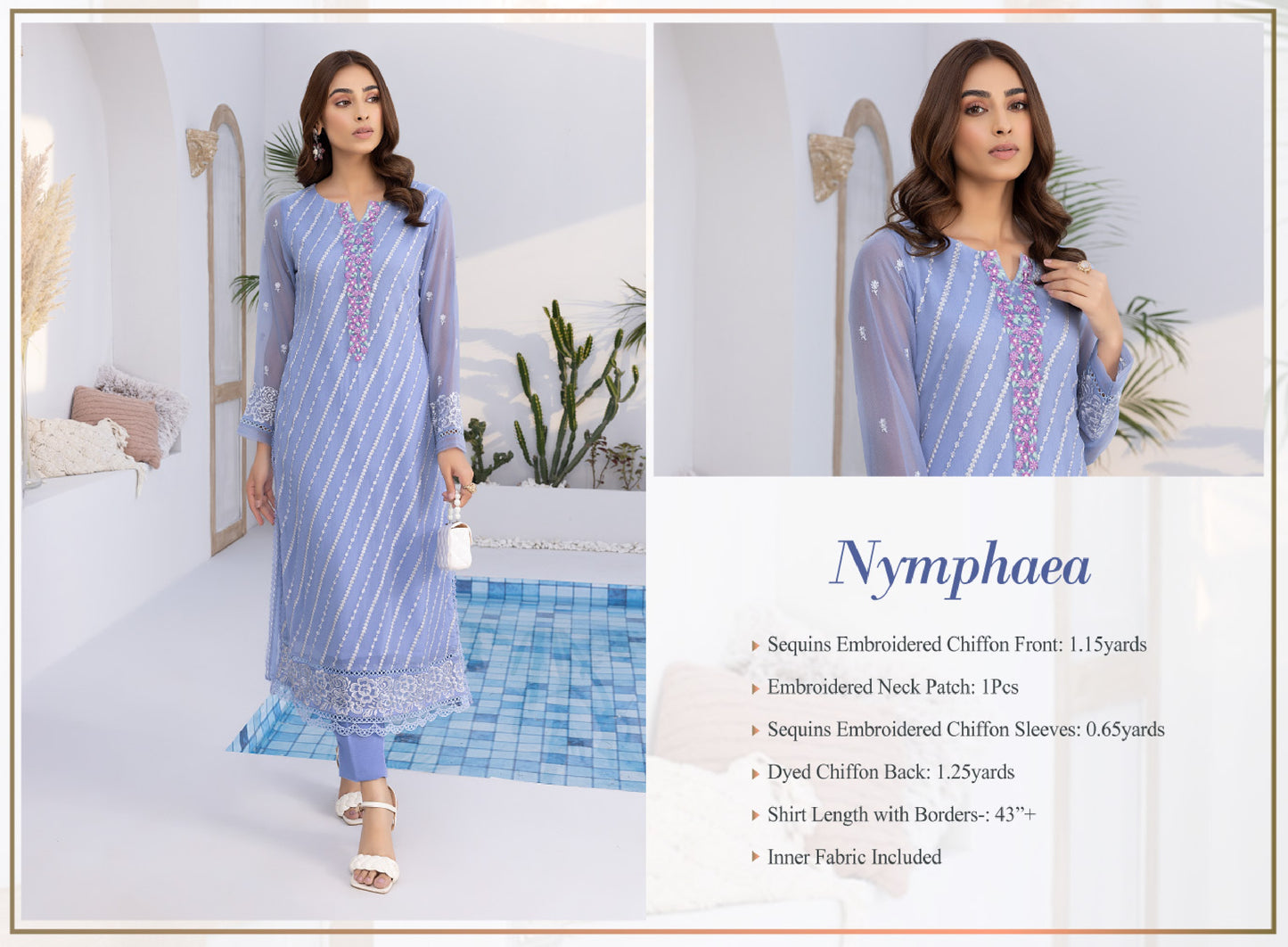 Luxury Formals Unstitched Shirt - Nymphaea