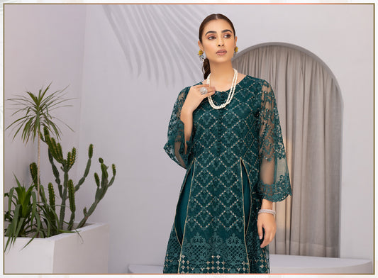 Luxury Formals Unstitched Shirt - Emerald