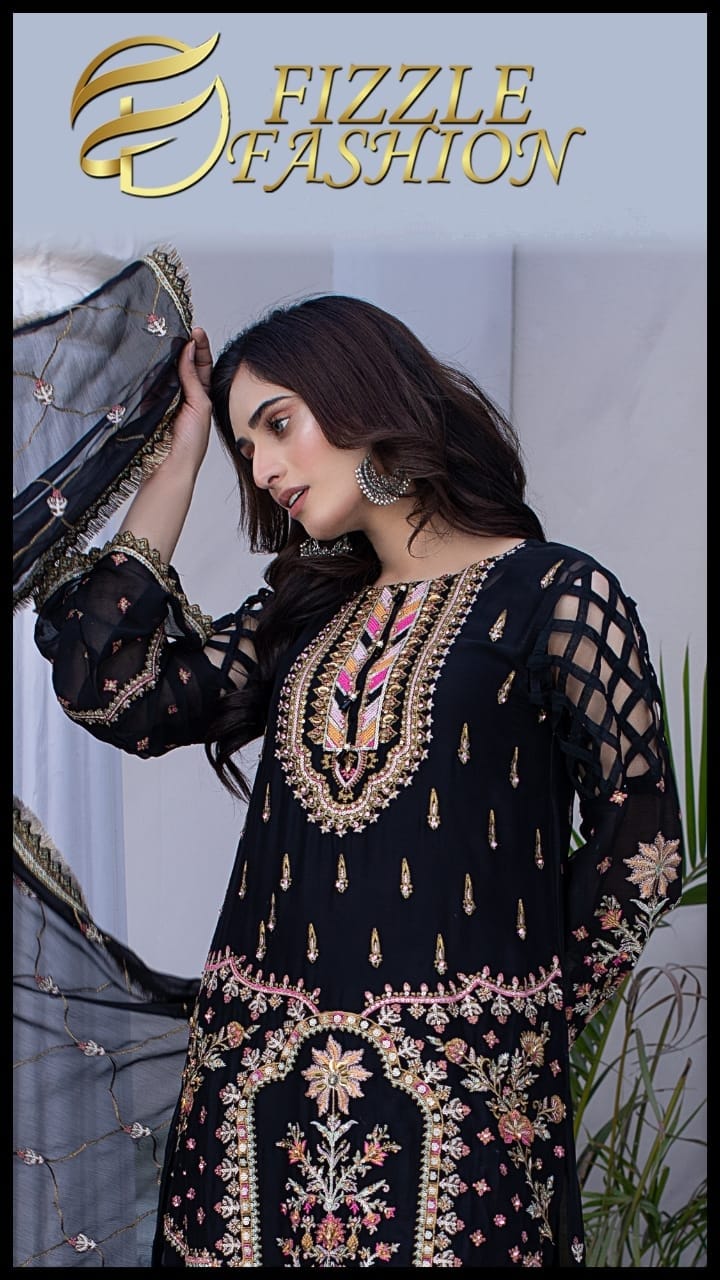 FIZZLE FASHION Sitched Embroidered Chiffon collection D#5 23