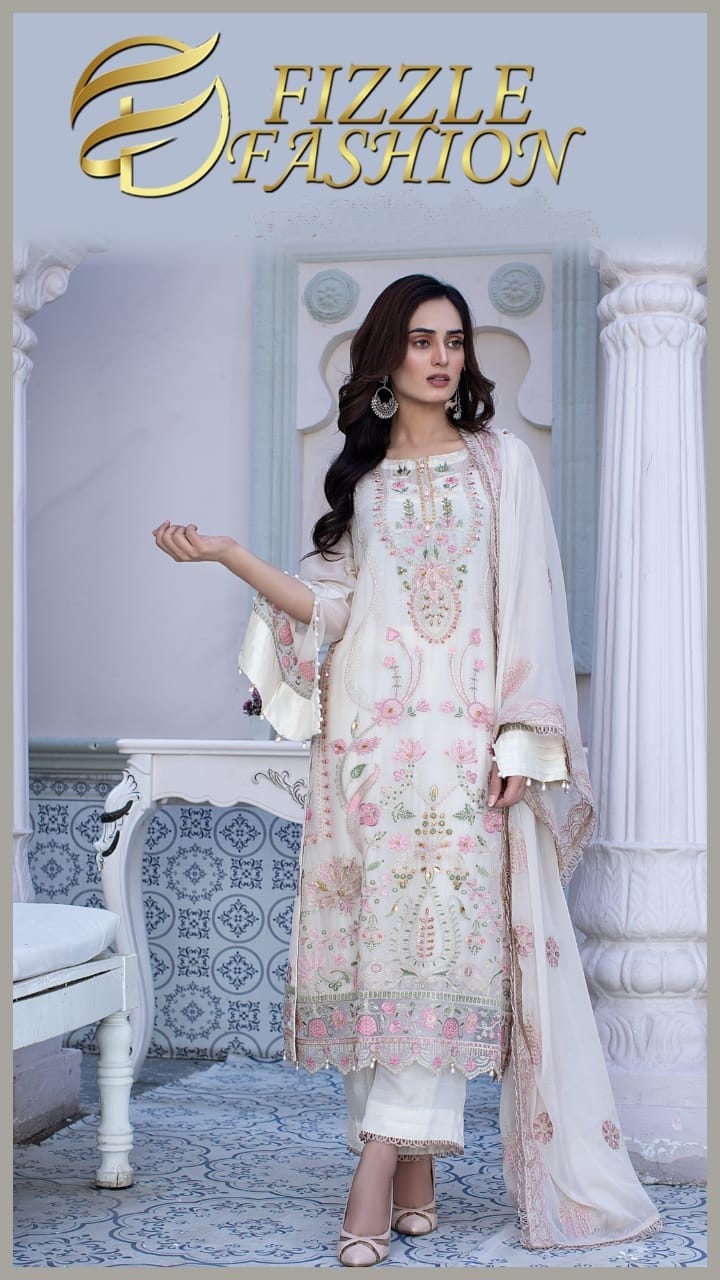 FIZZLE FASHION Sitched Embroidered Chiffon collection D#3 23