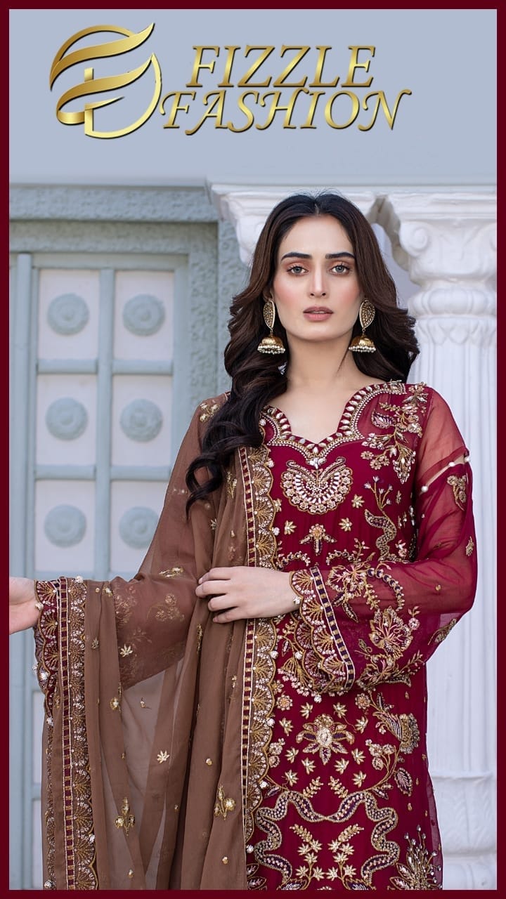 FIZZLE FASHION Sitched Embroidered Chiffon collection D#2 23