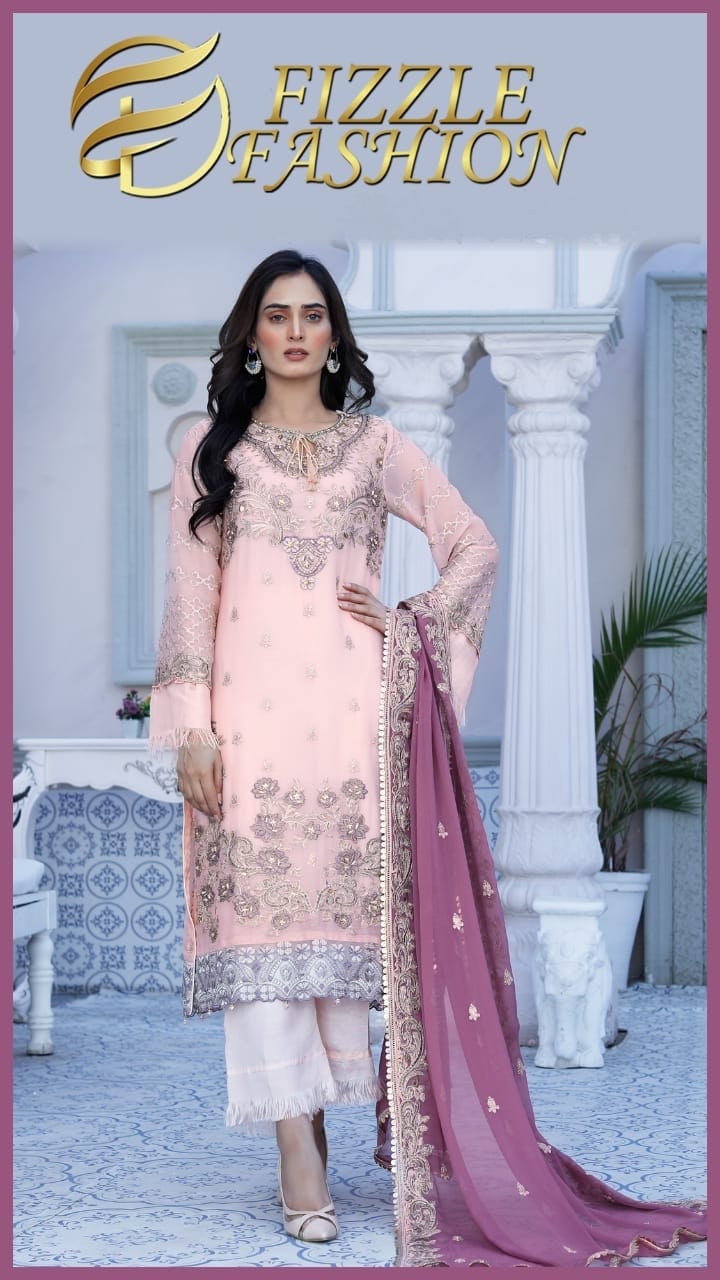 FIZZLE  FASHION Sitched  Embroidered Chiffon collection D#1 23