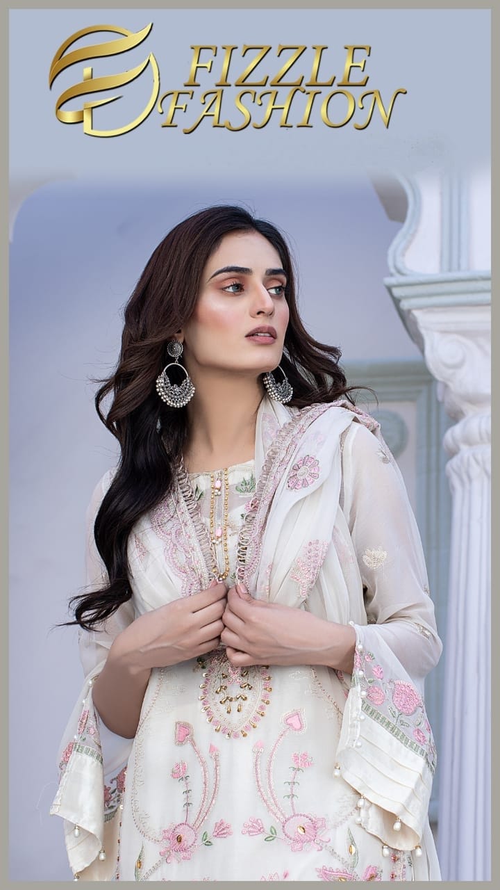 FIZZLE FASHION Sitched Embroidered Chiffon collection D#3 23