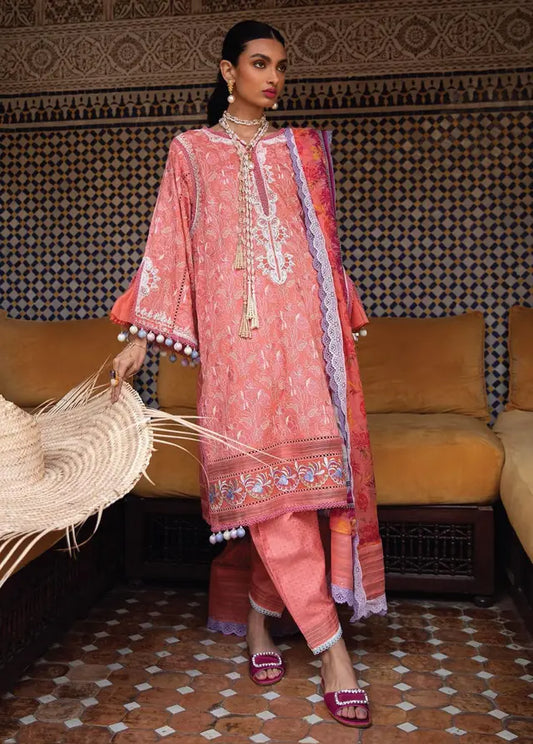 VILLA CORAL - Unstitched 3 Pc Embroidered Lawn Suit