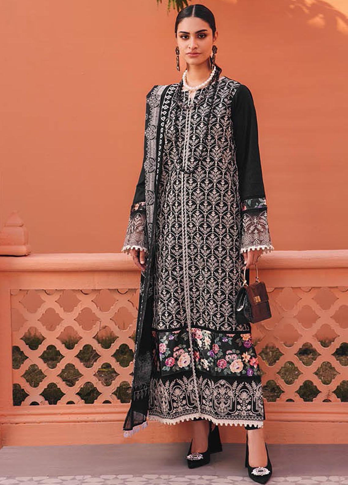 RajBari Embroidered Jacquard Suits Unstitched 3 Piece RB23F 2B - Luxury Collection