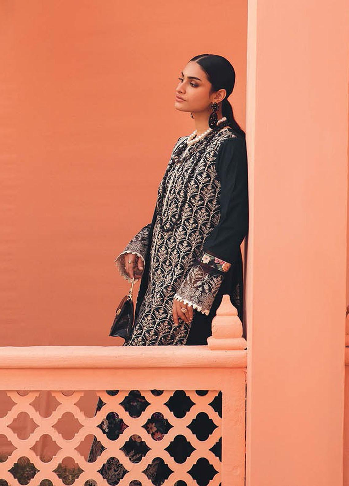 RajBari Embroidered Jacquard Suits Unstitched 3 Piece RB23F 2B - Luxury Collection