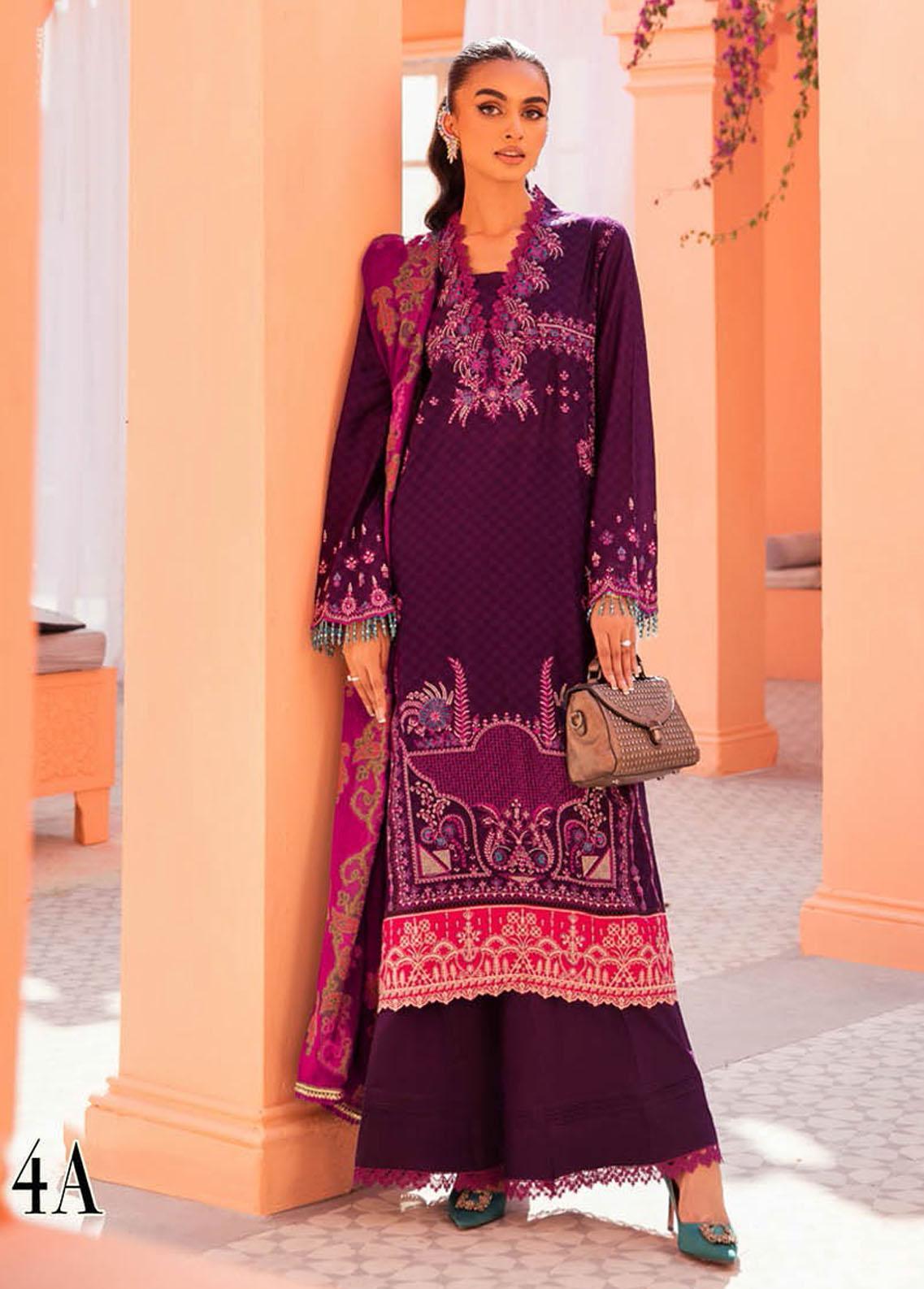 RajBari Embroidered Jacquard Suits Unstitched 3 Piece RB23F 4A - Luxury Collection