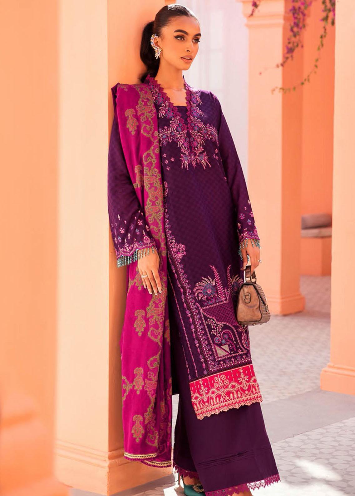 RajBari Embroidered Jacquard Suits Unstitched 3 Piece RB23F 4A - Luxury Collection