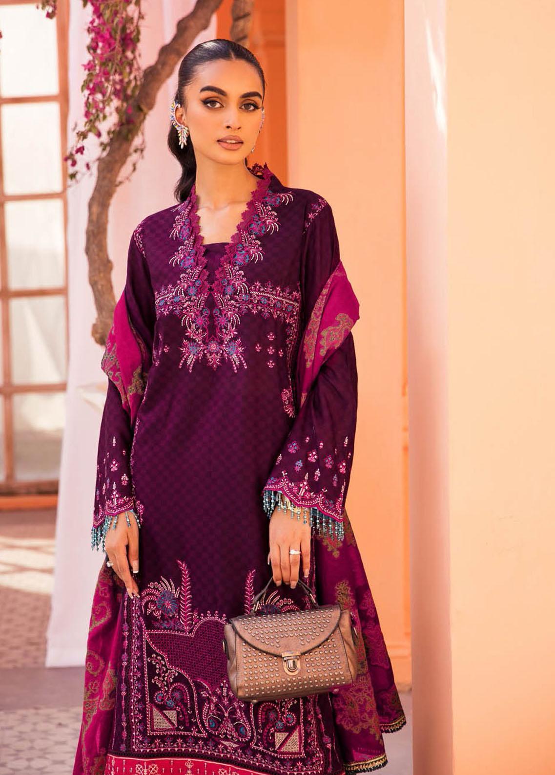 RajBari Embroidered Jacquard Suits Unstitched 3 Piece RB23F 4A - Luxury Collection