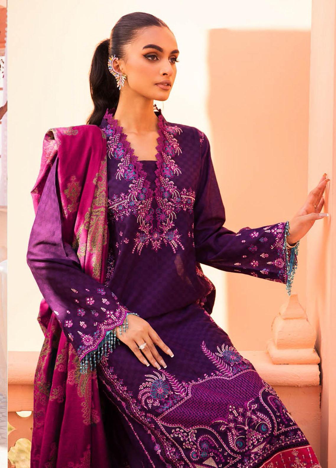 RajBari Embroidered Jacquard Suits Unstitched 3 Piece RB23F 4A - Luxury Collection