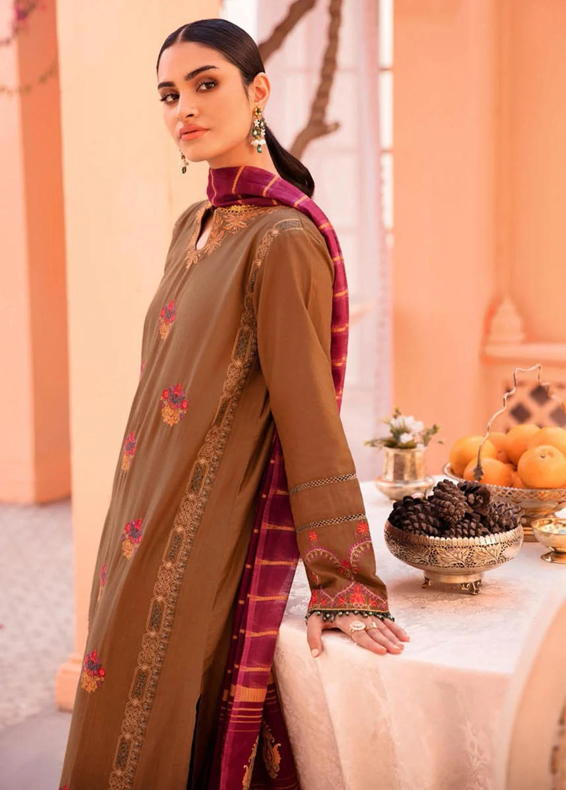 RajBari Embroidered Jacquard Suits Unstitched 3 Piece RB23F 5B - Luxury Collection