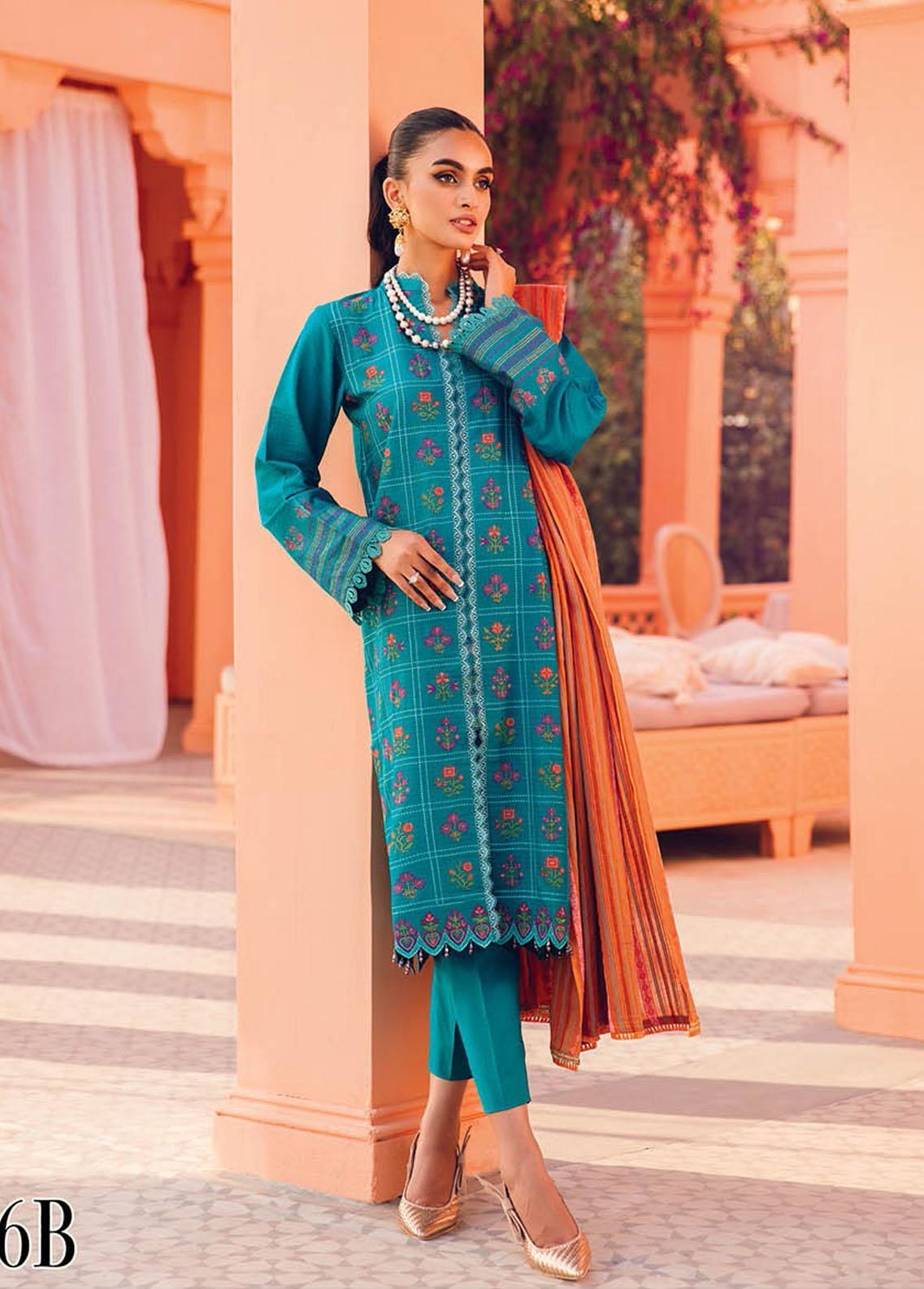 RajBari Embroidered Jacquard Suits Unstitched 3 Piece RB23F 6B - Luxury Collection